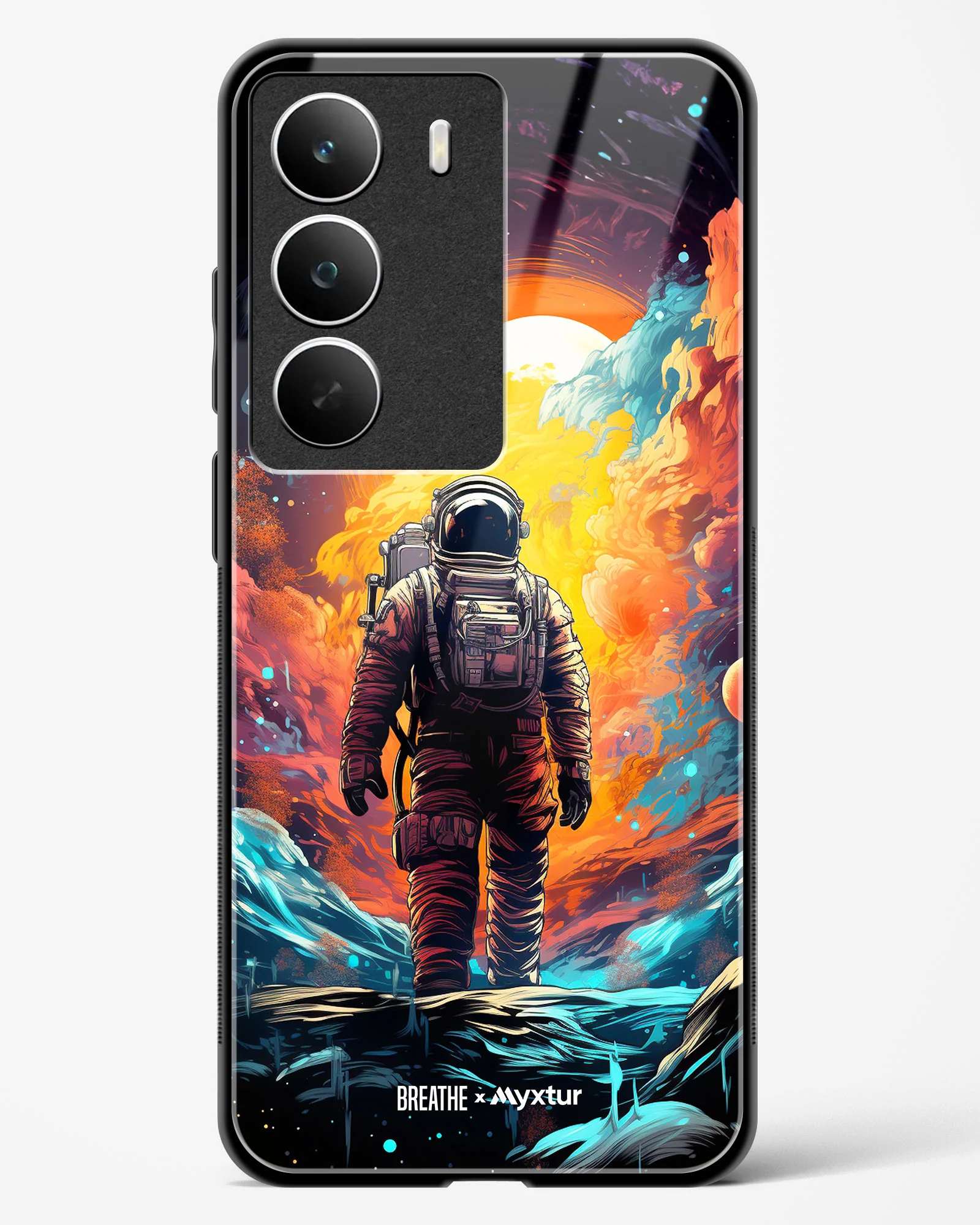 Technicolor Space Adventure [BREATHE] Glass Case Phone Cover (Realme) - Image 31