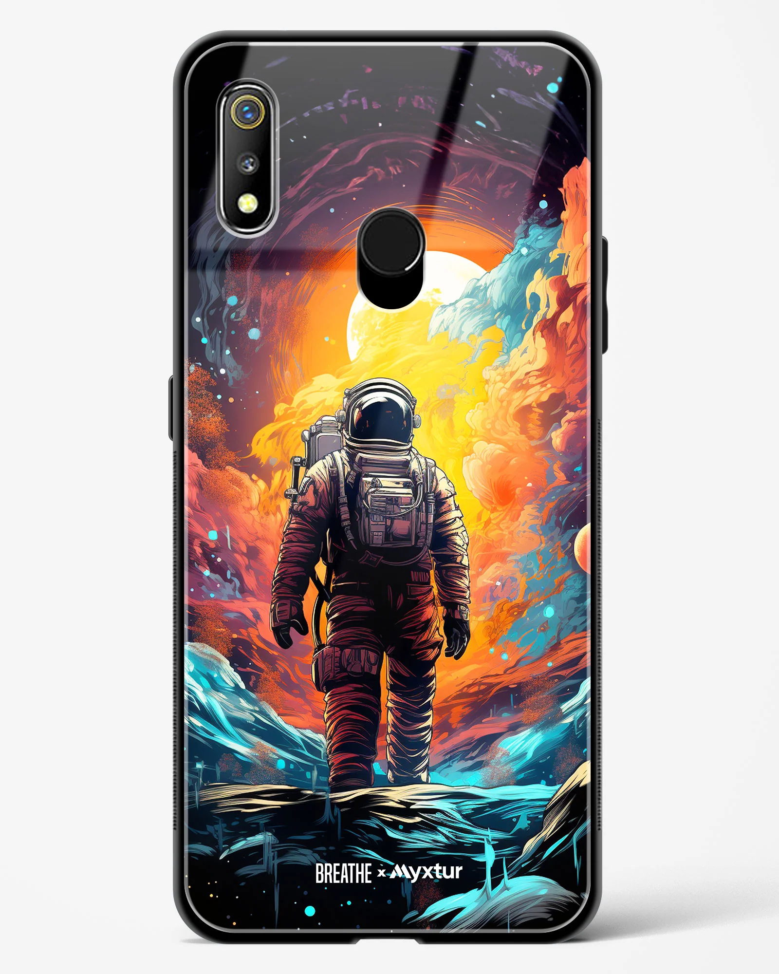 Technicolor Space Adventure [BREATHE] Glass Case Phone Cover (Realme) - Image 35