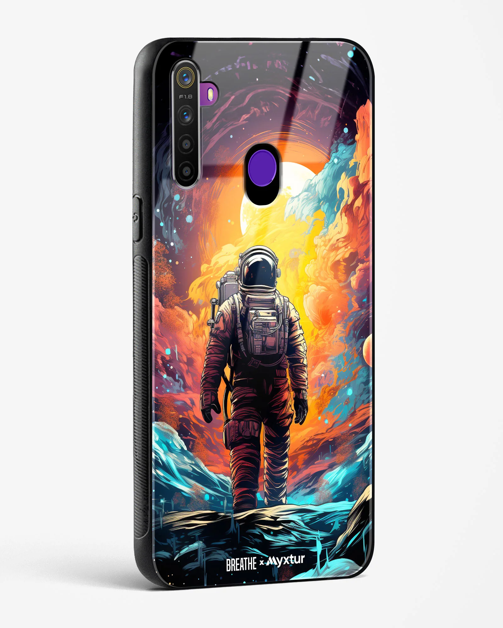 Technicolor Space Adventure [BREATHE] Glass Case Phone Cover (Realme) - Image 40