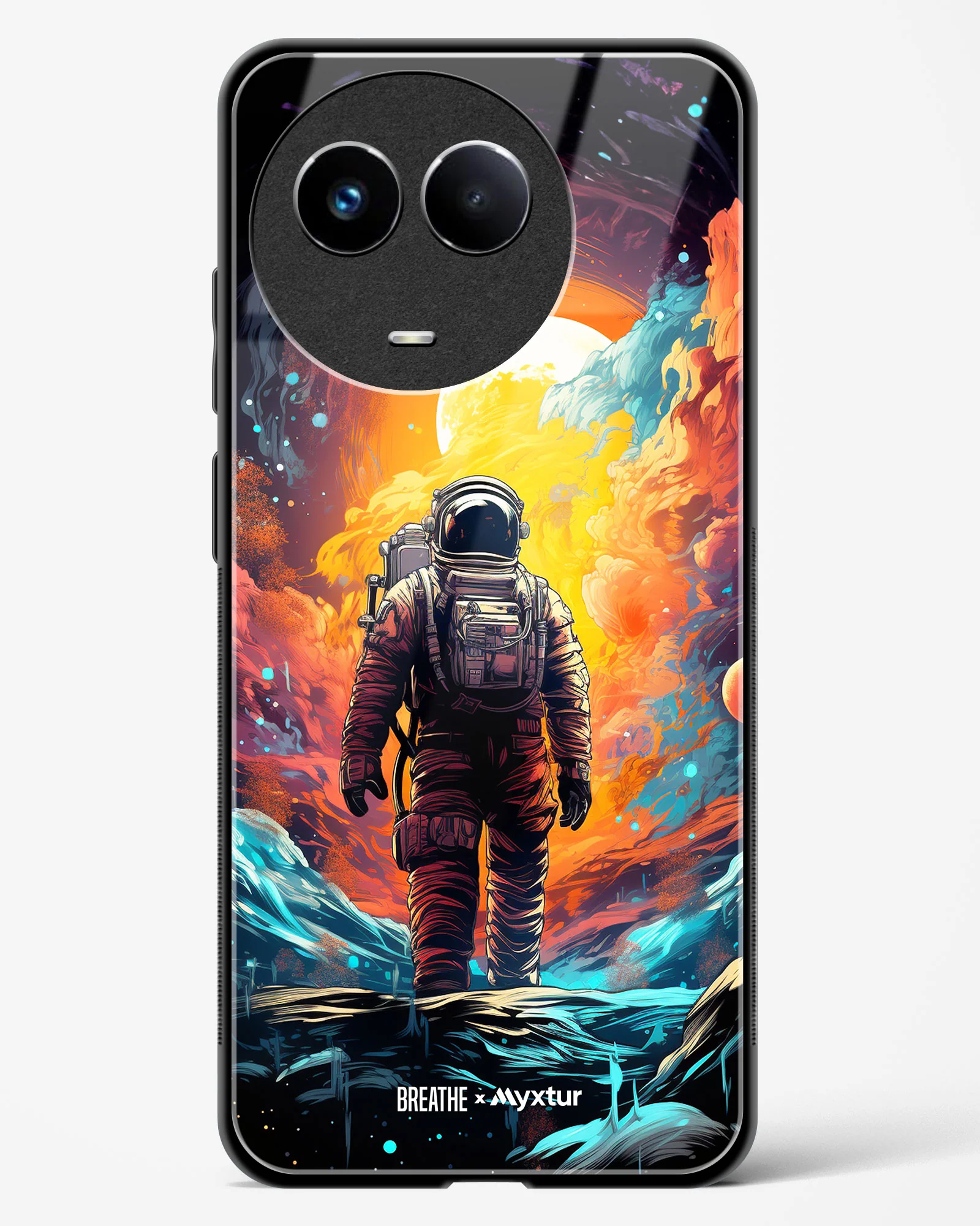 Technicolor Space Adventure [BREATHE] Glass Case Phone Cover (Realme) - Image 5